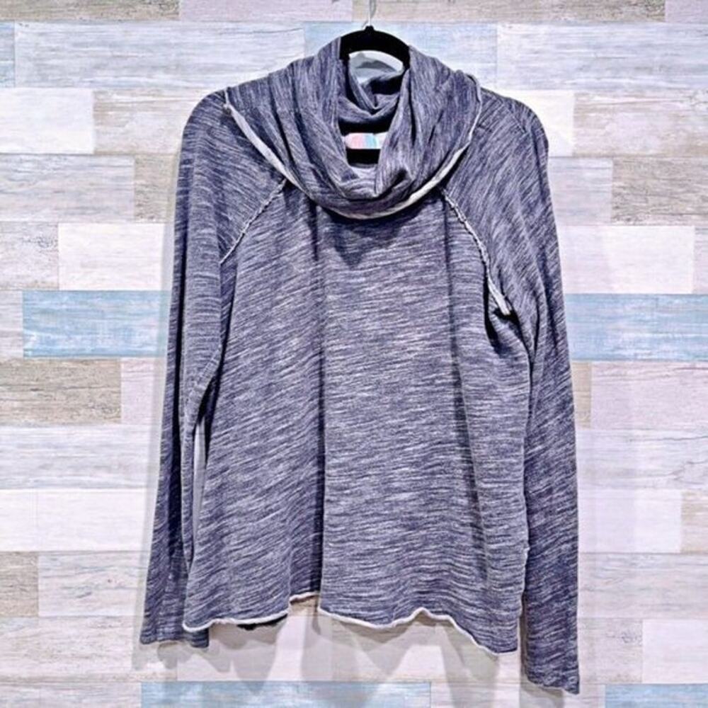 FREE PEOPLE FB BEACH Raglan Cowl Neck Top Gray Womens Two Body M/L